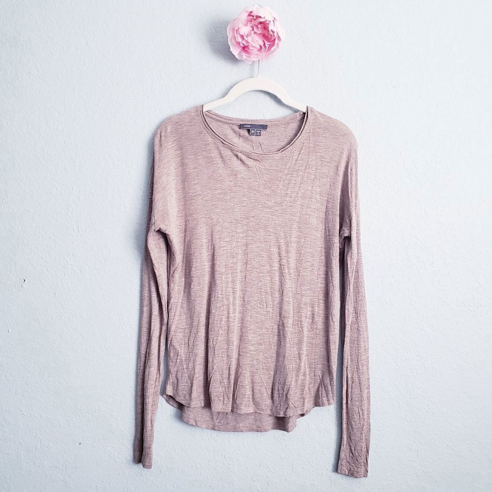 Vince Taupe Lightweight Crewneck Long Sleeve Top